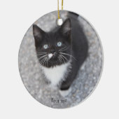 Personalize Tuxedo Schwarzweiß Kitten Keramik Ornament (Links)