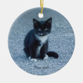 Personalize Tuxedo Schwarzweiß Kitten Keramik Ornament (Vorne)