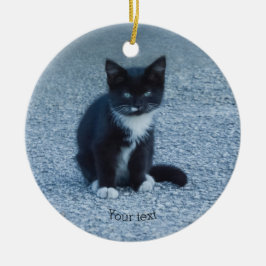 Personalize Tuxedo Schwarzweiß Kitten Keramik Ornament