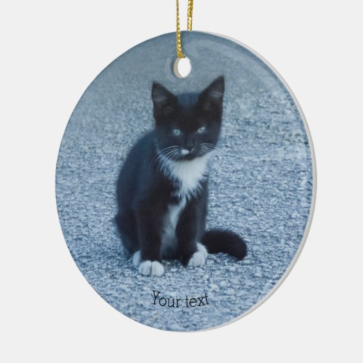 Personalize Tuxedo Schwarzweiß Kitten Keramik Ornament (Links)