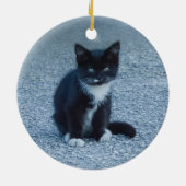 Personalize Tuxedo Schwarzweiß Kitten Keramik Ornament (Hinten)