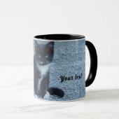 Personalize Tuxedo Schwarzweiß Kitten Tasse (VorderseiteRechts)