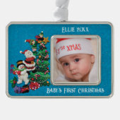 Personalize Unisex Baby's 1. Weihnachts-Niedlich C Rahmen-Ornament Silber (Vorderseite)