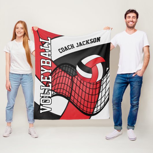 Personalize - Volleyball 🏐 Design - Rot und Schwa Fleecedecke (Beispiel)