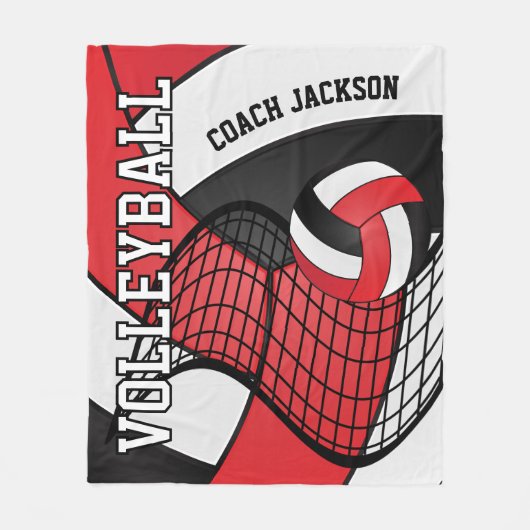 Personalize - Volleyball 🏐 Design - Rot und Schwa Fleecedecke (Vorderseite)