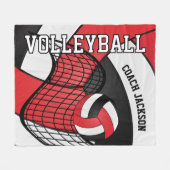 Personalize - Volleyball 🏐 Design - Rot und Schwa Fleecedecke (Vorderseite (Horizontal))