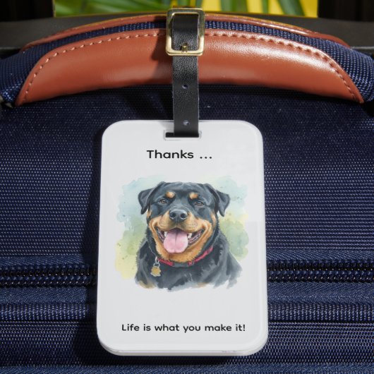 Personalize Watercolor Pet Rottweiler Portrait Gepäckanhänger (Vorderseite Insitu 2)