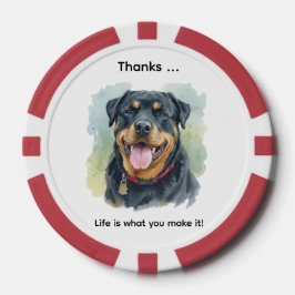 Personalize Watercolor Pet Rottweiler Portrait Pokerchips