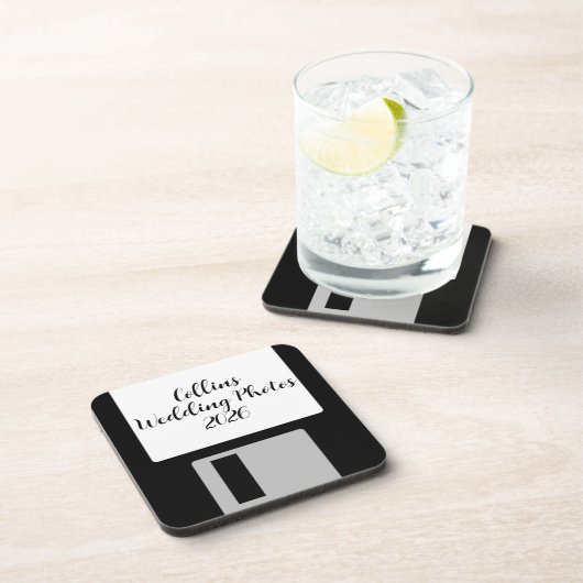Personalize Wedding Photos Floppy Disk Coaster - 6 Getränkeuntersetzer (Rechte Seite)