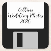 Personalize Wedding Photos Floppy Disk Coaster Rechteckiger Pappuntersetzer (Vorderseite)
