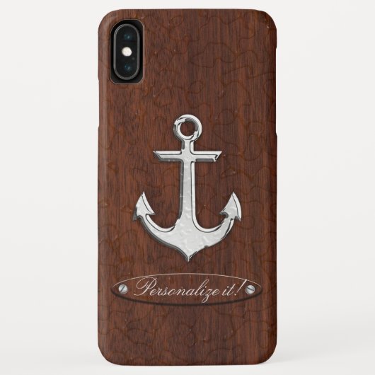 Personalize! Wet Nautical Mahogany Anchor Steel Case-Mate iPhone Hülle (Rückseite)