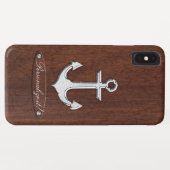 Personalize! Wet Nautical Mahogany Anchor Steel Case-Mate iPhone Hülle (Rückseite (Horizontal))