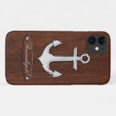 Personalize! Wet Nautical Mahogany Anchor Steel Case-Mate iPhone Hülle (Rückseite (Horizontal))
