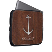 Personalize! Wet Nautical Mahogany Anchor Steel Laptopschutzhülle (Vorne Rechts)