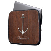 Personalize! Wet Nautical Mahogany Anchor Steel Laptopschutzhülle (Vorderseite Links)