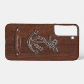 Personalize! Wet Nautical Mahogany Anchor Steel Samsung Galaxy Hülle (Rückseite (Horizontal))