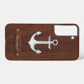 Personalize! Wet Nautical Mahogany Anchor Steel Samsung Galaxy Hülle (Rückseite (Horizontal))