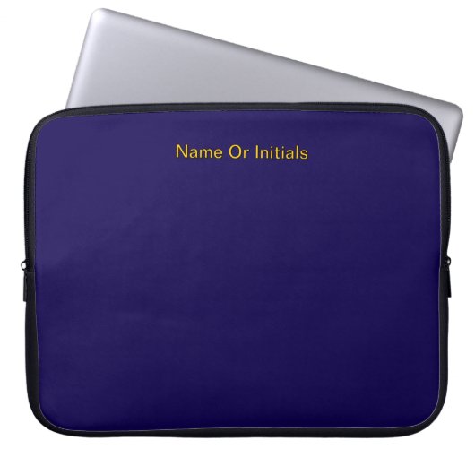 Personalize With Name Initials Dk Blue + Orange Laptopschutzhülle (Vorderseite)