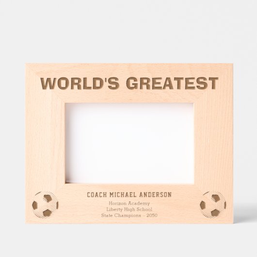 Personalize | World's Greatest Soccer Coach Geätzte Rahmen (Vorderseite)