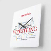 Personalize, Wrestling Coach Thank You in Words Quadratische Wanduhr (Winkel)