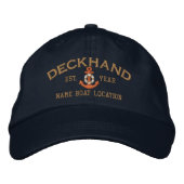 Personalize Year Name Deckhand LifeSaver Anchor Bestickte Baseballkappe (Vorderseite)