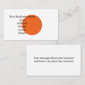 Personalize Your Business Card Orange Orb Visitenkarte (Vorne/Hinten)