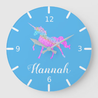 Personalize Your Colorful Unicorn Große Wanduhr