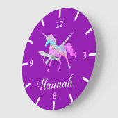 Personalize Your Colorful Unicorn Große Wanduhr (Winkel)