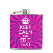 Personalize Your Keep Calm Saying on Pink Swirl Flachmann (Vorderseite)