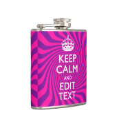 Personalize Your Keep Calm Saying on Pink Swirl Flachmann (Rechts)