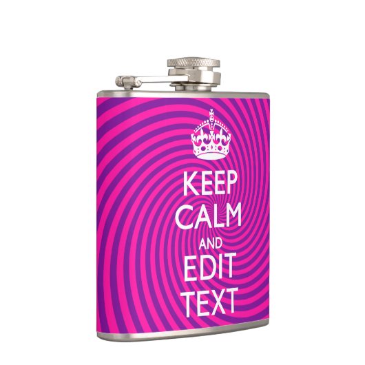 Personalize Your Keep Calm Saying on Pink Swirl Flachmann (Rechts)