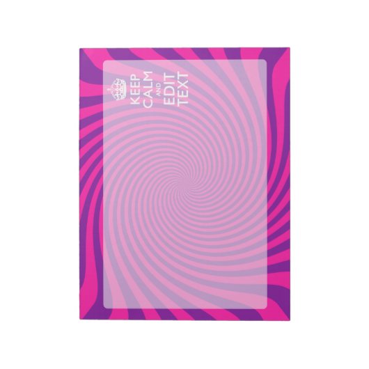 Personalize Your Keep Calm Saying on Pink Swirl Notizblock (Rotiert)