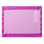 Personalize Your Keep Calm Saying on Pink Swirl Notizblock (Vorderseite)
