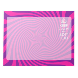 Personalize Your Keep Calm Saying on Pink Swirl Notizblock