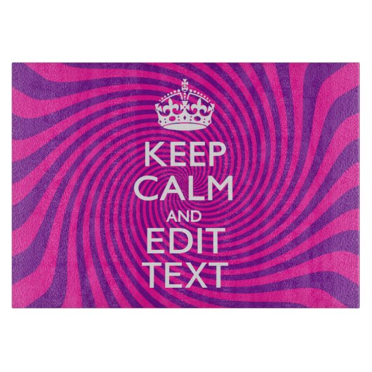 Personalize Your Keep Calm Saying on Pink Swirl Schneidebrett (Vorderseite)