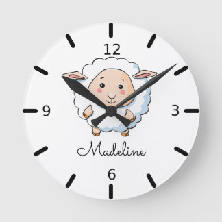 Personalize Your Own Baby Sheep Runde Wanduhr