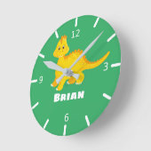 Personalize Your Own Dinosaur Square Wall Clock Runde Wanduhr (Winkel)
