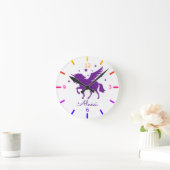 Personalize Your Own Magical Purple Unicorn Runde Wanduhr (Zuhause)