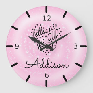 Personalize Your Own Pink Follow Your Heart Große Wanduhr