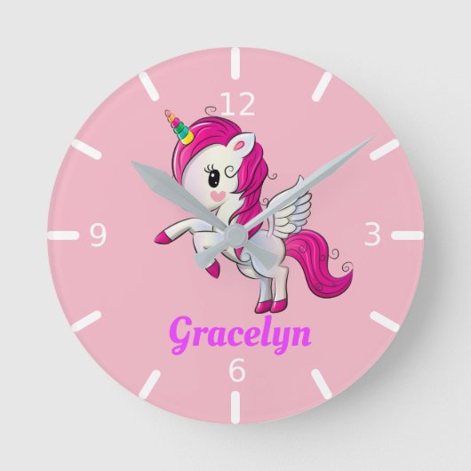 Personalize Your Own Unicorn Runde Wanduhr (Vorderseite)