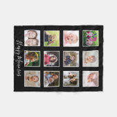 Personalized 12 Family Photo Collage Black Fleecedecke (Vorderseite (Horizontal))