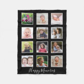 Personalized 12 Family Photo Collage Black   Fleecedecke (Vorderseite)