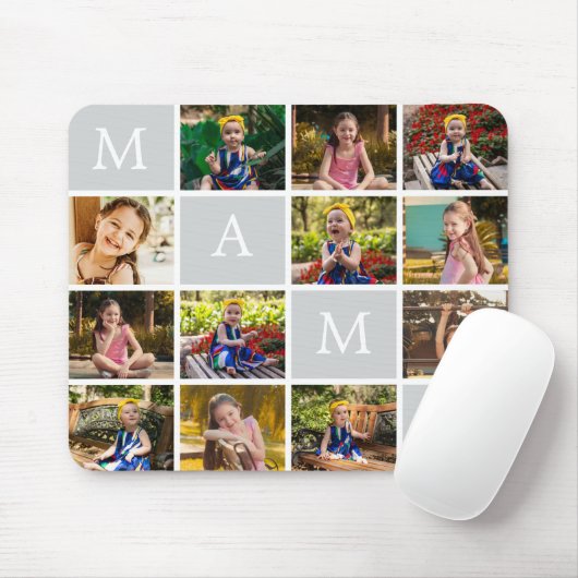 Personalized 12 Photo Collage with Custom Text Mousepad (Mit Mouse)