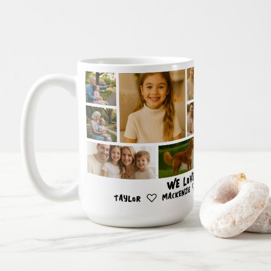 Personalized 14 Photo Template Collage and Text  Kaffeetasse (Mit Donut)