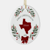 Personalized 1st Christmas In Texas State Keramik Ornament (Rechts)