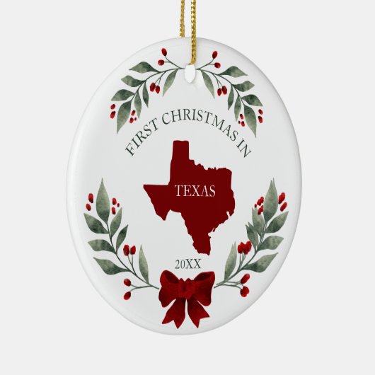 Personalized 1st Christmas In Texas State  Keramik Ornament (Rechts)