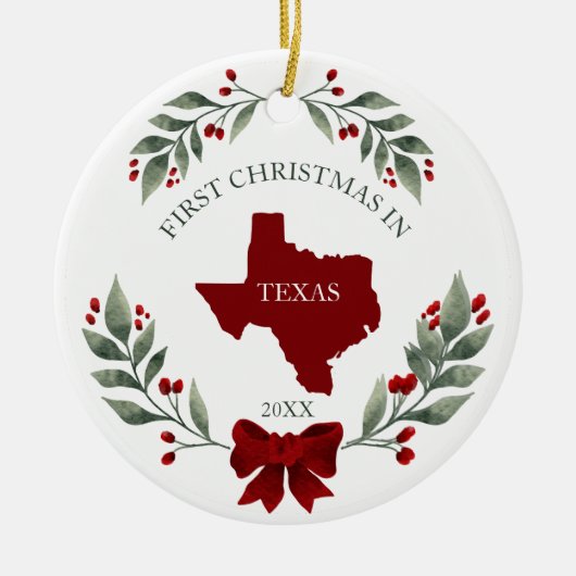 Personalized 1st Christmas In Texas State Keramik Ornament (Vorne)