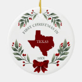 Personalized 1st Christmas In Texas State Keramik Ornament (Hinten)