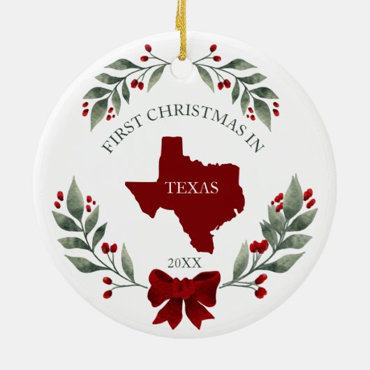 Personalized 1st Christmas In Texas State Keramik Ornament (Hinten)
