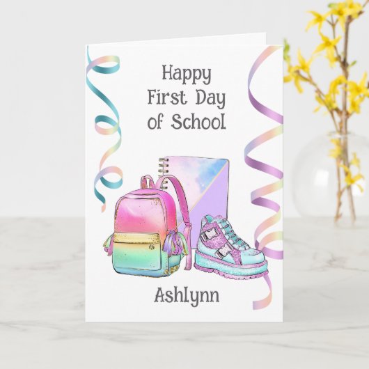 Personalized 1st Day of School with Name Karte (Gelbe Blume)